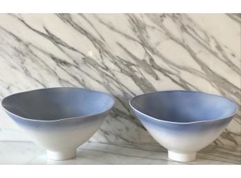 Set Of Two Blue And White Decorative Bowls