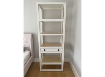Tall White Etegere Shelf With Drawer