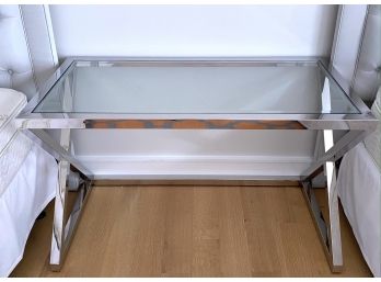 Modern Chrome And Glass Console Table