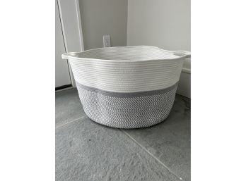 Cream Colored Woven Storage Basket