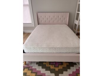 Pink Upholstered Queen Size Bed With Mattress