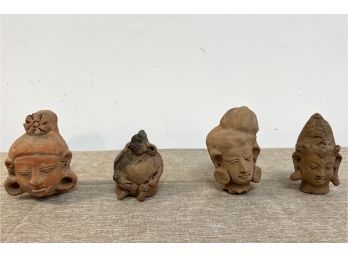 Set Of 4 Terracotta Clay Heads
