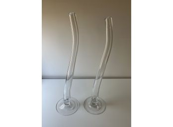 Pair Sempre Curved Glass Vases