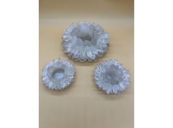 Set Of 3 Rock Crystal Candle Holders