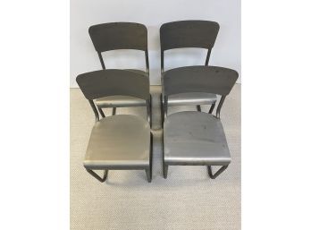 Set Of 4 Restoration Hardware Schoolhouse Metal Chairs