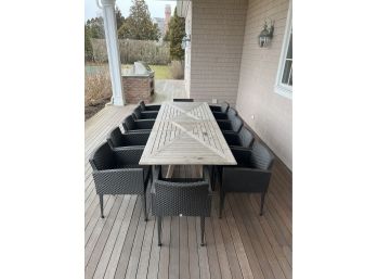 Large Gloster Teak Extendable Table With 12 Sifas Woven Chairs