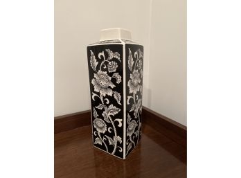 Black And White Ceramic Floral Vase