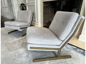 Pair Of Modern Armless Upholstered Bernhardt Chairs