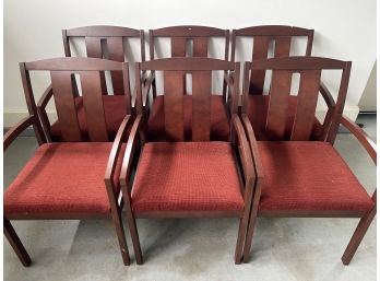 Set Of SIX Office Chairs Wood And Upholstery