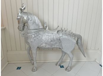 Beautiful Large Decorative Silver Gilt Horse From India Very Heavy Over 50lbs