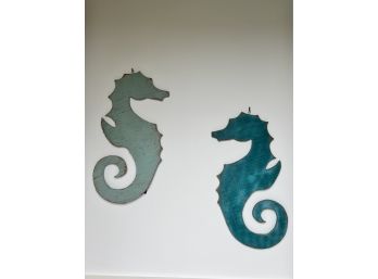 Set Of TWO Wood Seahorse Wall Art