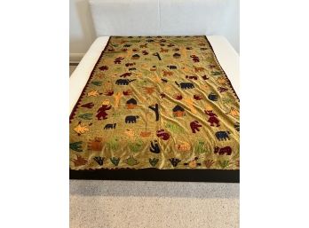 Hand Stitched Velvet Applique  Duvet Cover With Silk Lining (Yellow Base Color)
