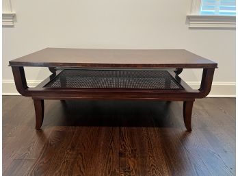 Henredon Coffee Table With Caned Under Shelf