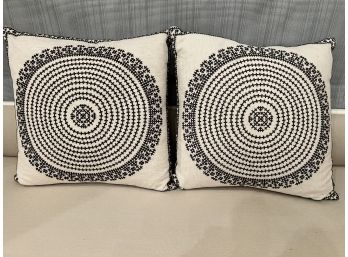 Pair Of Pottery Barn Embroidered Pillows