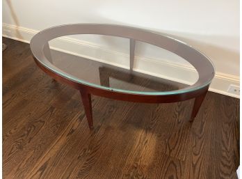 Glass Top Mahogany Oval Coffee Table