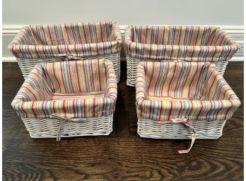 Set Of Four Fabric Lined Baskets