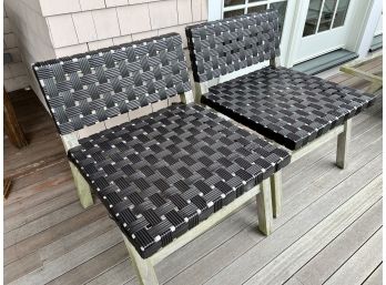 Set Of 2 Outdoor Walters Wicker Teak Woven Chairs