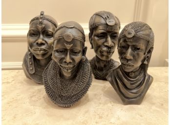 Set Of 4 African Busts