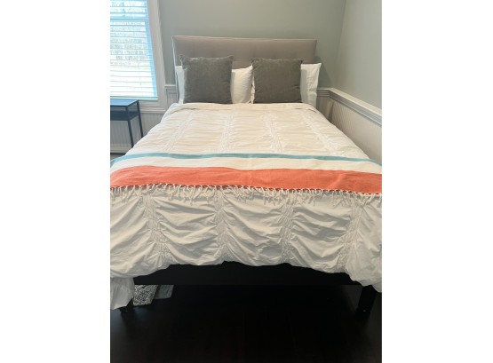 Full Size Bed With Gray Upholstered Headboard Includes Mattress And Boxspring (2 Of 2)