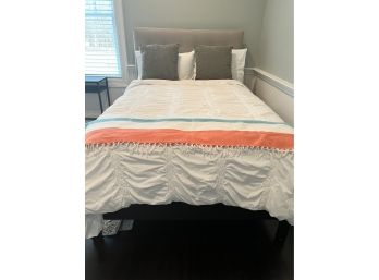 Full Size Bed With Gray Upholstered Headboard Includes Mattress And Boxspring (2 Of 2)
