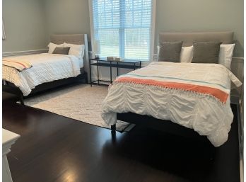 Full Size Bed With Gray Upholstered Headboard Includes Mattress And Boxspring (1 Of 2)