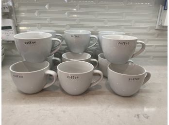Set Of 14 White Crate & Barrel 'coffee' Mugs