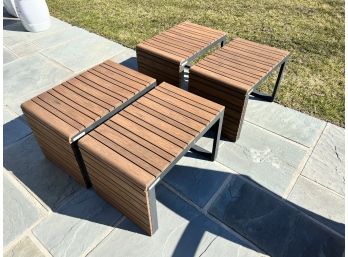 Set Of Four Crate And Barrel Outdoor Side Tables