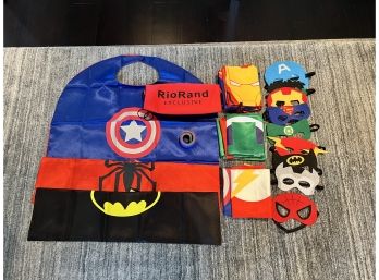 Set Of 12 Rio Rand Children's Superhero Capes With Eye Mask And Wrist Bands