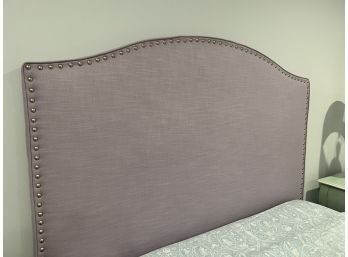 Queen Light Purple Upholstered Nailhead Studded Headboard Includes Mattress And Boxspring