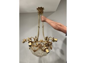 Brass And Crystal Chandelier