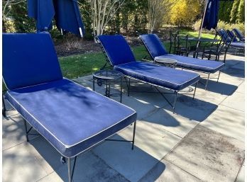 Set Of 6 Amalfi Living Metal Outdoor Chaise Lounges With Cushions And 4 Side Tables
