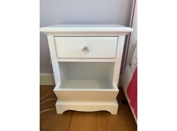 White One Drawer Nightstand With Lower Bin