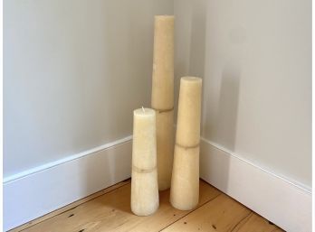 Set Of Three Decorative Pillar Candles