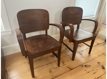 Mid Century Moveis Cimo Pair Of Brown Bentwood Wood Arm Chairs