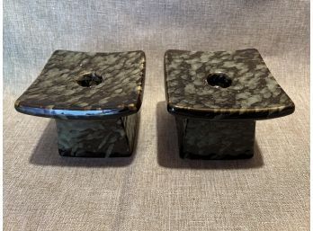 Pair Of Asian Ceramic Candle Holders