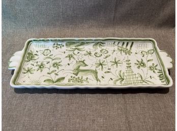 Green And White Long Ceramic Platter Tray