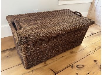 Beautiful Brown Wicker Basket With Lid And Handles