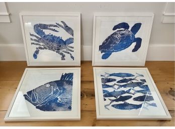 Set Of Four Dermond Peterson Hand Blocked Prints