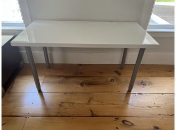IKEA Linnmon Adjustable White Table With Grey Telescoping Legs