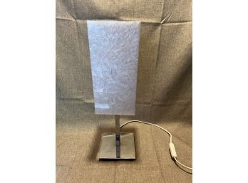 European Silver Table Lamp With Acrylic Square Shade
