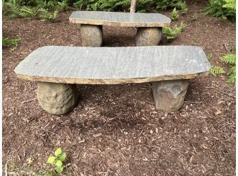 Stunning Pair Of Garden Benches Made Of Granite