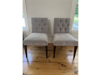 Pair Of ABC Carpet Grey Tufted Chairs