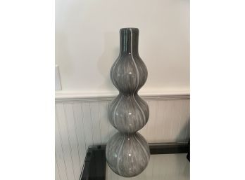 Tall Grey & White Glass Vase
