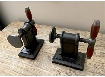 Industrial Bookends Wood Handles Very Decorative