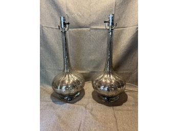 Pair Of Mercury Glass Lamps With Acrylic Base