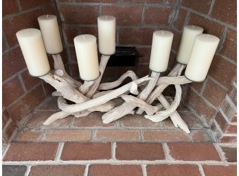 Natural Driftwood Candelabra With Pillar Candles