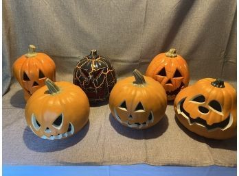 Set Of 5 Halloween Jack O Lanterns Pumpkins