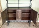 Vintage Wrought Metal And Wood Standing Bar Cabinet