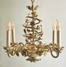 Vintage Chandelier With Toleware Vines And Flowers
