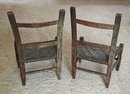 Pair Of Antique Wooden Children/Toddler Chairs - Splint Weave Seats